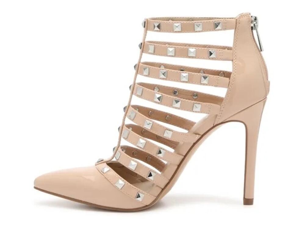 Mix No. 6 Size 9.5 Danela Nude Studded Caged Stiletto Heel Pointed Toe Pumps